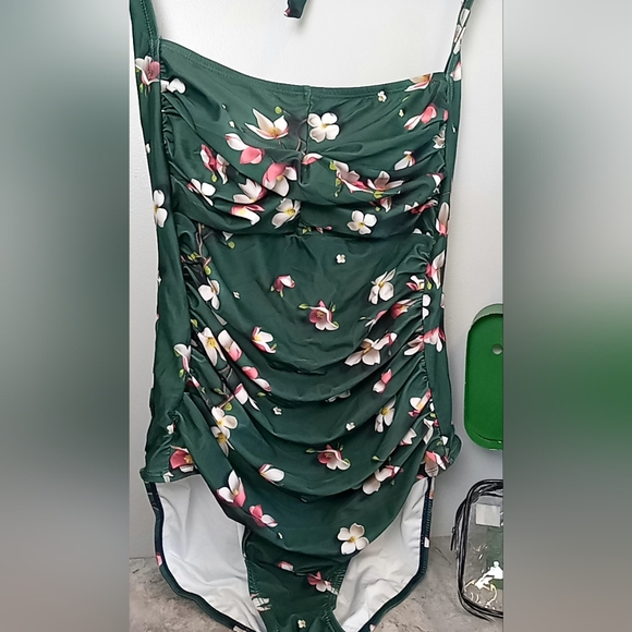 Womens Size XL Tummy Control Swimwear Halter One Piece Slimming Retro Swimsuit - Picture 5 of 10